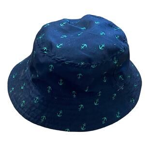 Nautical Reversible Bucket Hat Chin Fastener Boys Infant-6 Months Blue Green